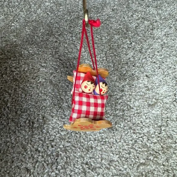 STEINBACH HANDMADE WOODEN GERMAN CHRISTMAS ORNAMENT TWINS IN CRADLE - Picture 2 of 5